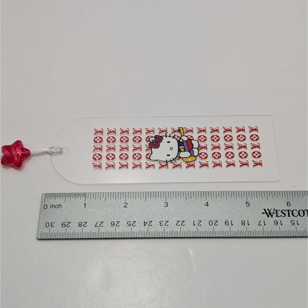 Sanrio Hello Kitty Acrylic Bookmark Tassel Charm Red LV and TB Luxury Handmade